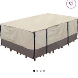 Heavy Duty 600D Patio Table Cover Waterproof Rectangle Patio Furniture Cover Outdoor Dining Table Chair Set Cover