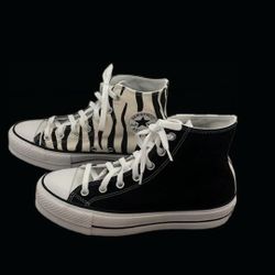 Rare Unisex Converse Chuck Taylor Hi Platform Half Black Zebra Stripe Women’s Size 8 Men's Size 6
