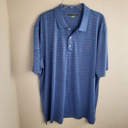 Greg Norman Play Dry Golf Shirt Blue with Stripes Men's Size XXL