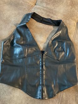 Faux leather top