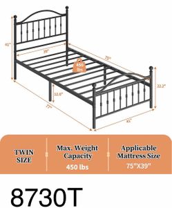 TWIN 14” BLACK METAL BED FRAME WITH HEADBOARD AND FOOTBOARD👉 4075 S 32nd St, Phoenix, AZ 85040 👈CROSSROADS 👇