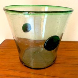 Bubbled Green Glass Ice Bin