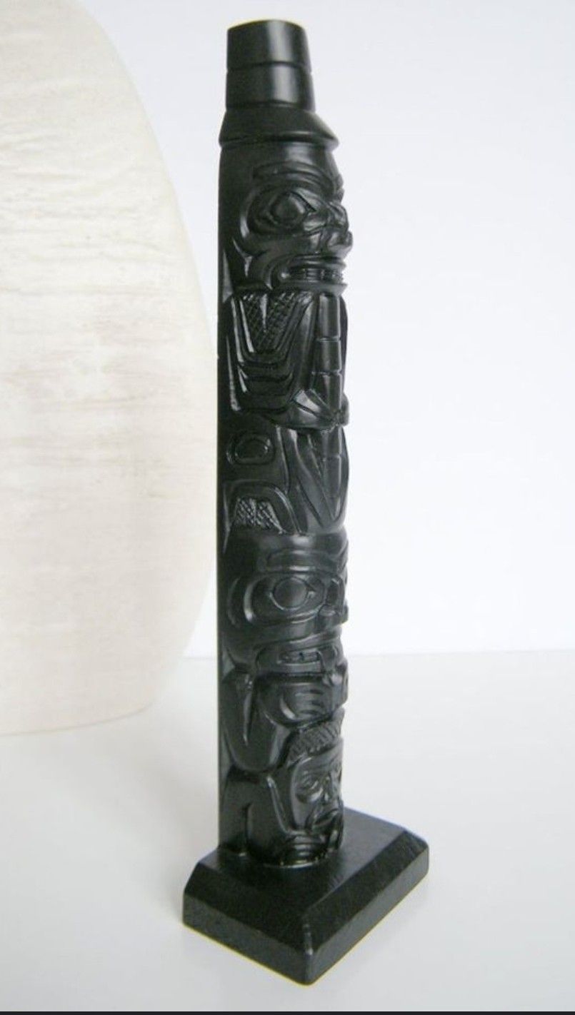 Vintage Boma Totem Pole Sculpture, Replica Totem Pole Statue 8 Inch Tall, First Nations Museum Figurine Sculpture, Canada