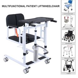 Patient Lift Transfer Chair for Home,180° Split Seat for Elderly,W/Potty,4 in 1 Height Adjustable Transfer Lift Chair,Lift Transfer Chairs for Seniors