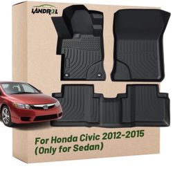 New in the box Landrol Car Floor Mats Replacement for Honda Civic Sedan & Sedan Si 2012-2015 (Not for Coupe) Heavy Duty Liner Custom Fit All Weathe Pr