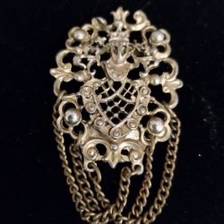 Vintage Bronze Lidz Dangling Brooch