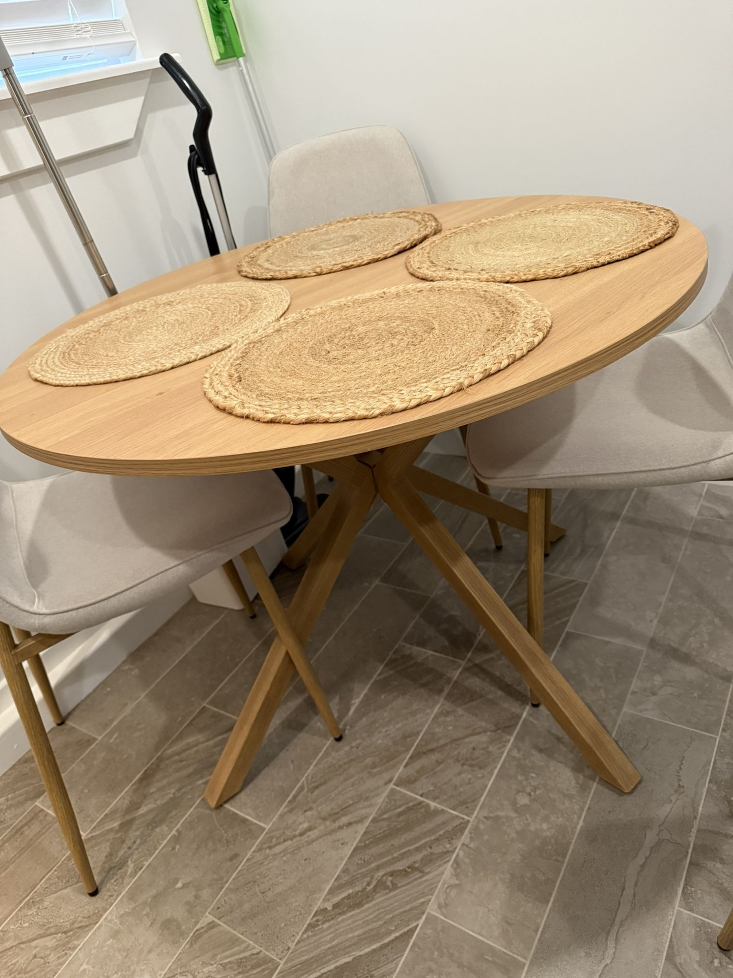 5 Piece Round Wooden Dining Table Set