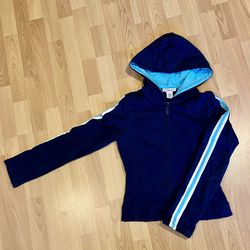 Navy Blue And Light Blue Hoodie Front Zipper 