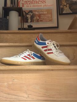adidas Men’s Handball Top Sneakers (White/Red/Blue, M-10US)