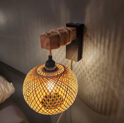 Plug in Wall Decor Sconces Set of 2 Rattan Wall Sconce Boho Wicker