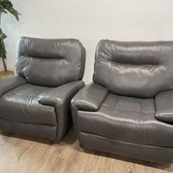 Power Genuine Leather Recliners With Power Headrests