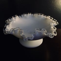 Fenton Milk Glass Pedestal Compote Candy Dish