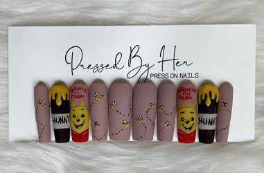 Winnie The Pooh Press On Nails size M 