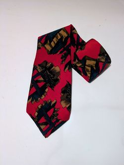 J Garcia Mens Red Patterned Silk Tie Classic Statement Accessory