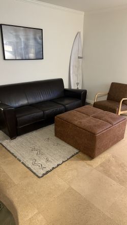 Brown Leather Ottoman