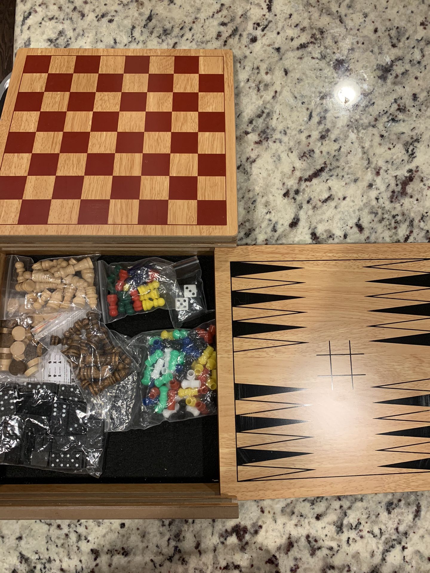 Wooden game board for 7 games