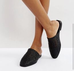 sol sana black woven kim slides mules