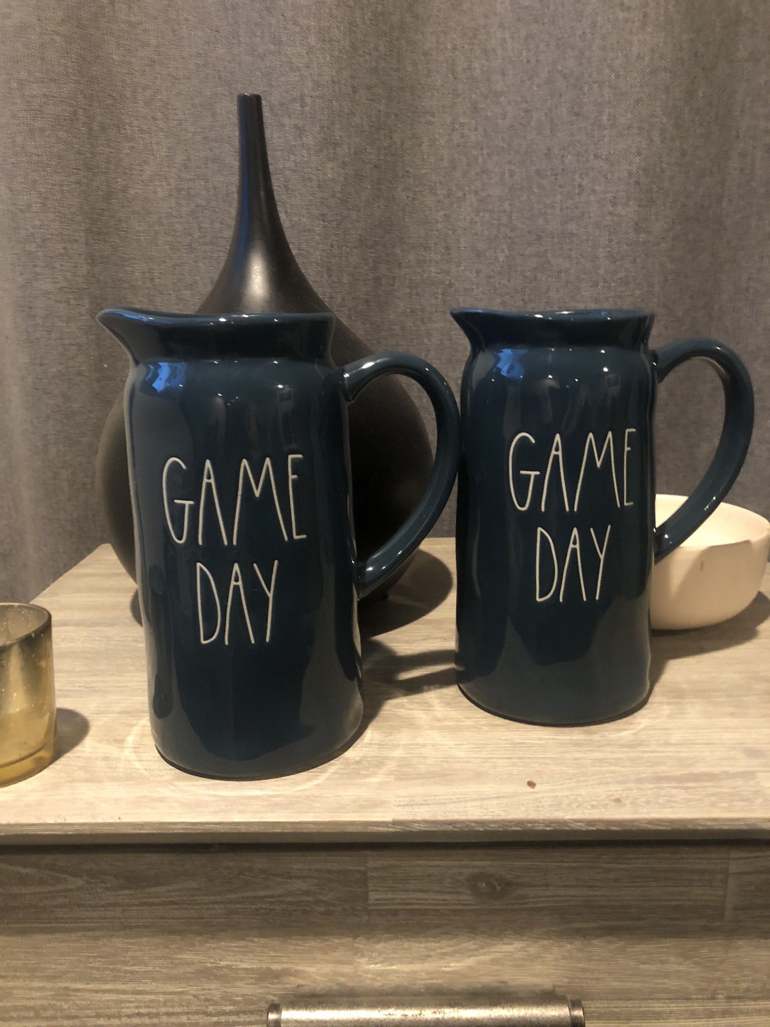 2 Never Used Rae Dunn Modern Farmhouse Navy Blue Pitchers