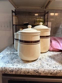 vintage McCoy Pottery Brown Band Canisters