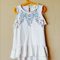 Arizona jeans girls size L Large 14 floral top Sleeveless t tee shirt Blouse Ruffle