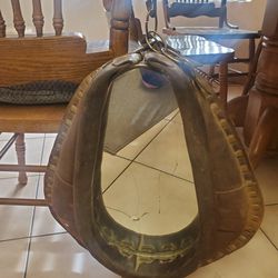 Antique Vintage Leather Horse Collar With Mirror Excellent Shape
