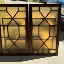 Matching Chippendale Style Architectural Salvage Amber Windows From The Joshua Green Building In Seattle Circa 1910