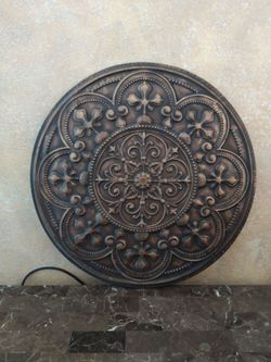 Hammered Metal Wall Art Medallion Fleur de Lis