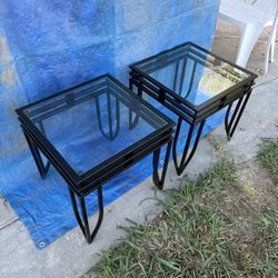 Glass Top Coffee Table And End Tables 