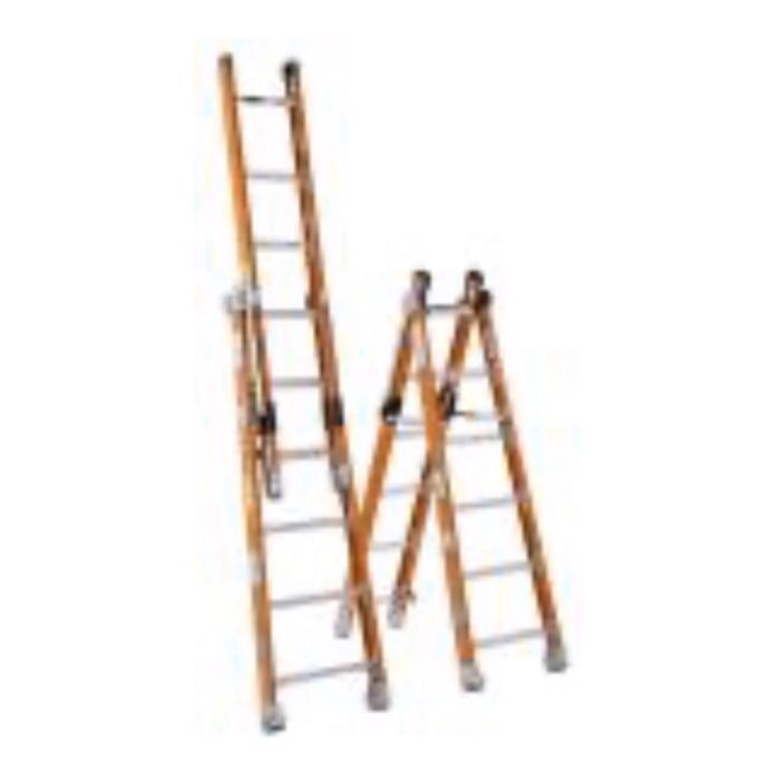 12” fiberglass can be step or extension ladder