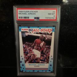 Michael Jordan PSA 8 1989 fleer sticker card