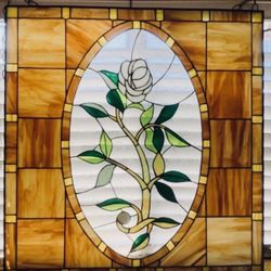 Vintage Antique Stained Glass Window Panel Art 