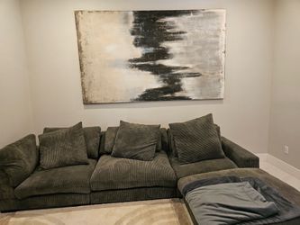 High End Moe's Home Collection Gray Corduroy Modular Sectional Couch