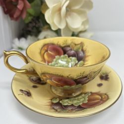 Vintage Aynsley Orchard Gold – Athens Footed Cup & Saucer 