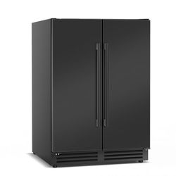 Beverage Refrigerator,24 Inch Wide,Dual Zone 120 Cans Built in Wine Fridge Cooler,Double Stainless Steel Doors,Black