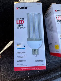 Satco S9393 45W Hi-Pro LED HID replacement bulb with a 5000K color temperature and a Mogul base.