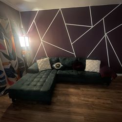 Emerald Green Sectional Sofa (Couch), 9ft Long.