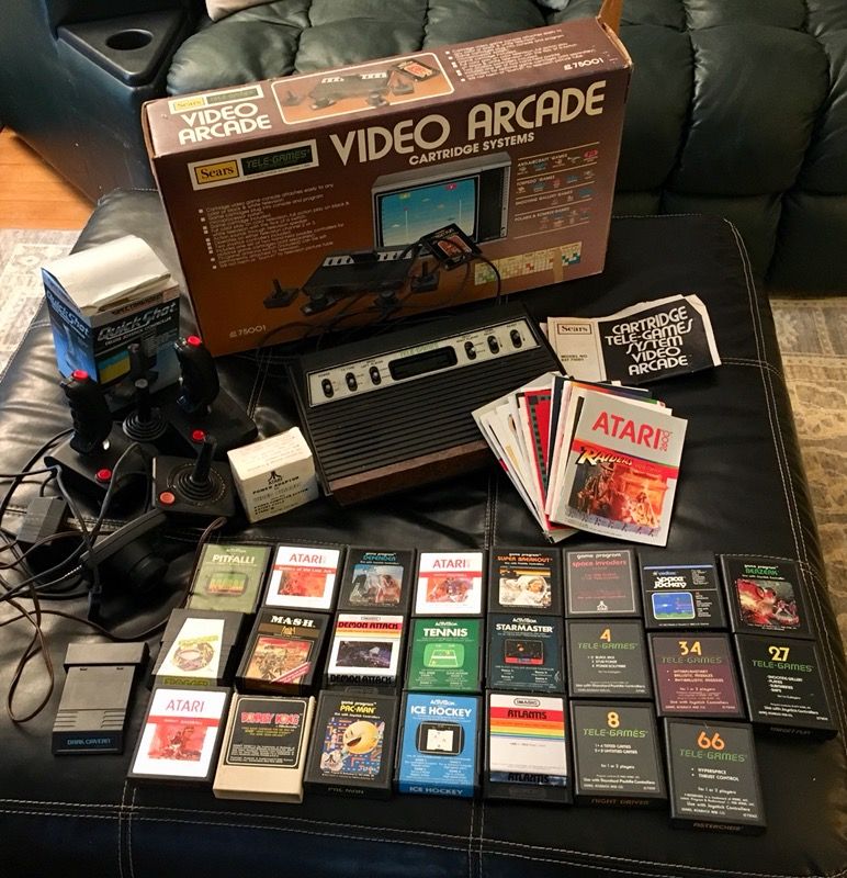 Vintage 1980 Sears Atari Video Game Cartridge System and Games for Sale