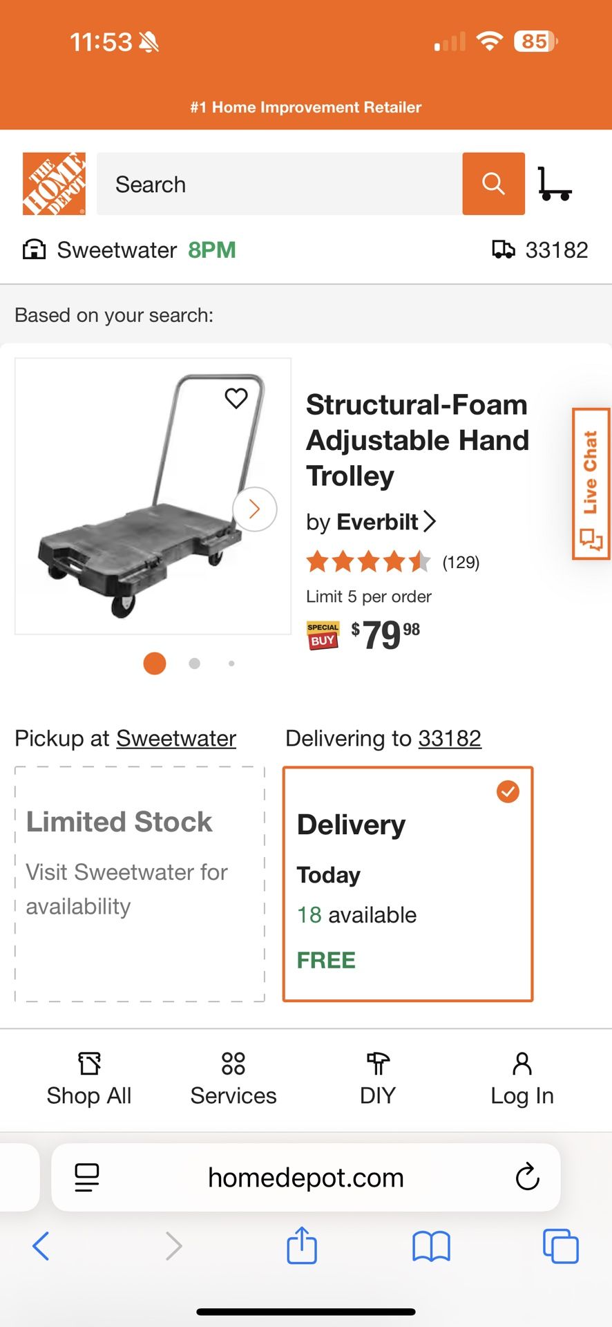 Everbilt Structural-Foam Adjustable Hand Trolley
