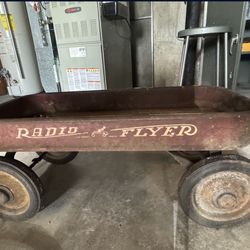 vintage 1960's radio flyer wagon Hubcaps Pnue-air-king Tires Coaster Pull Toy