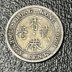 1890-H Hong Kong 20 Cents Silver Coin (C-411)