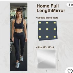 SUNQUEEN 12" x 12" 12pcs Wall Mirror Full Length, Glass Mirror Tiles, Wall Mounted Full Body Mirror