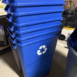 New!!!! RUBBERMAID COMMERCIAL PRODUCTS Recycling Can: Slim Jim®, Rectangular, Blue, 23 gal Capacity