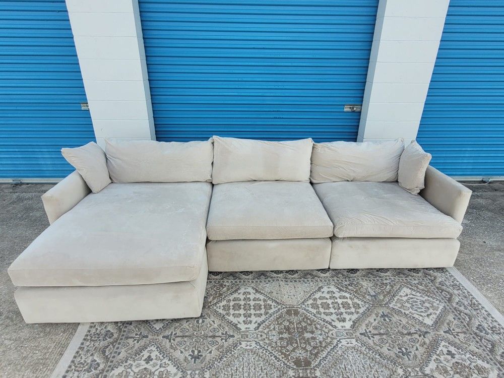 Beige Crate and Barrel 3 Seater Chaise Sectional $650