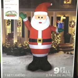 TALL 9Ft Christmas Airblown Inflatable Santa Claus With Present Yard Decor 