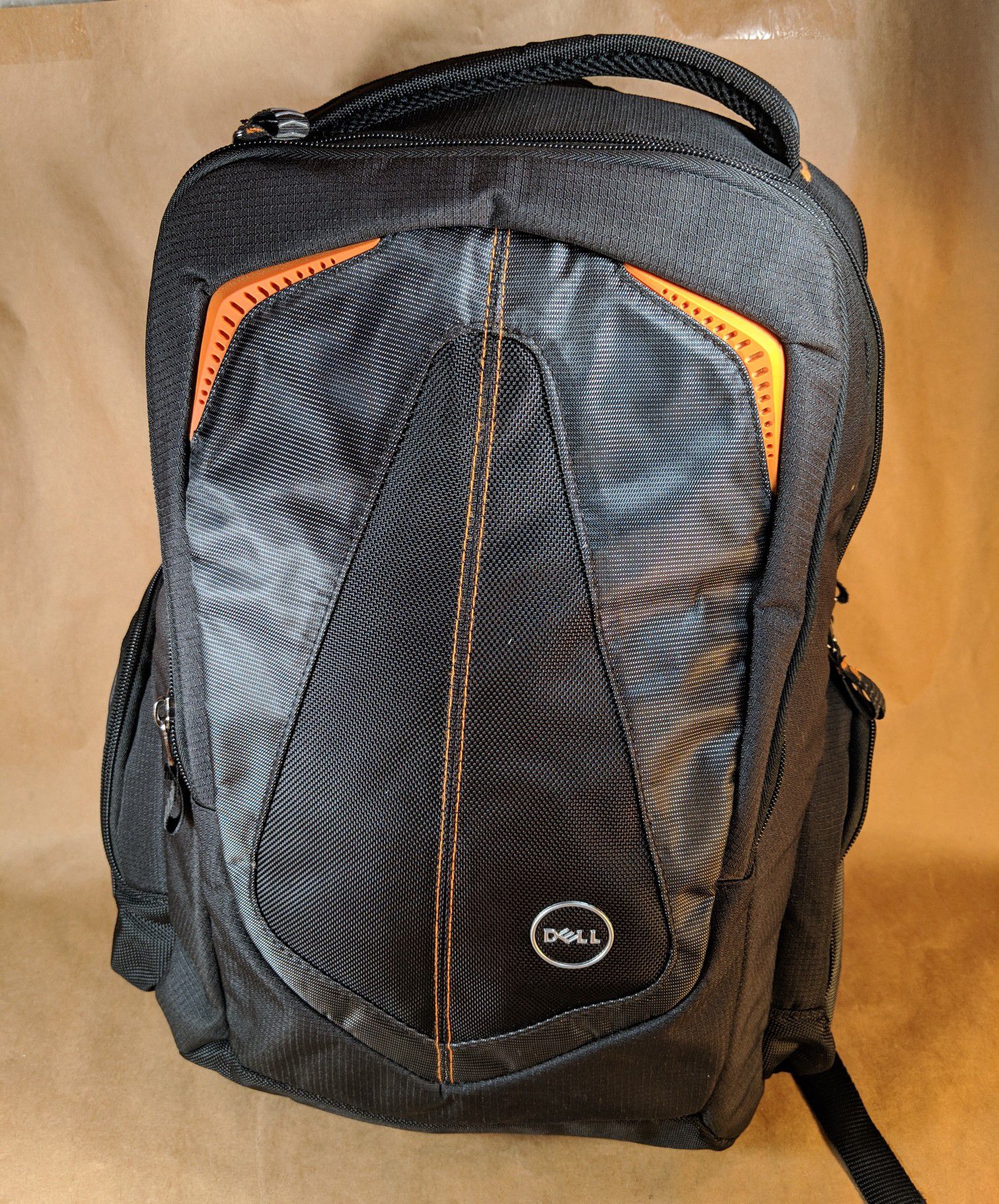 Dell Backpack Genuine RV5TV VDPX7 Black and Orange Adventure Laptop Notebook