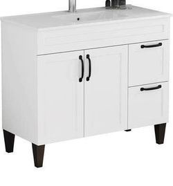 Assembled New Solid Wood Frame 39.4-inch Bathroom Vanity with Sink Combo Faucet NOT included