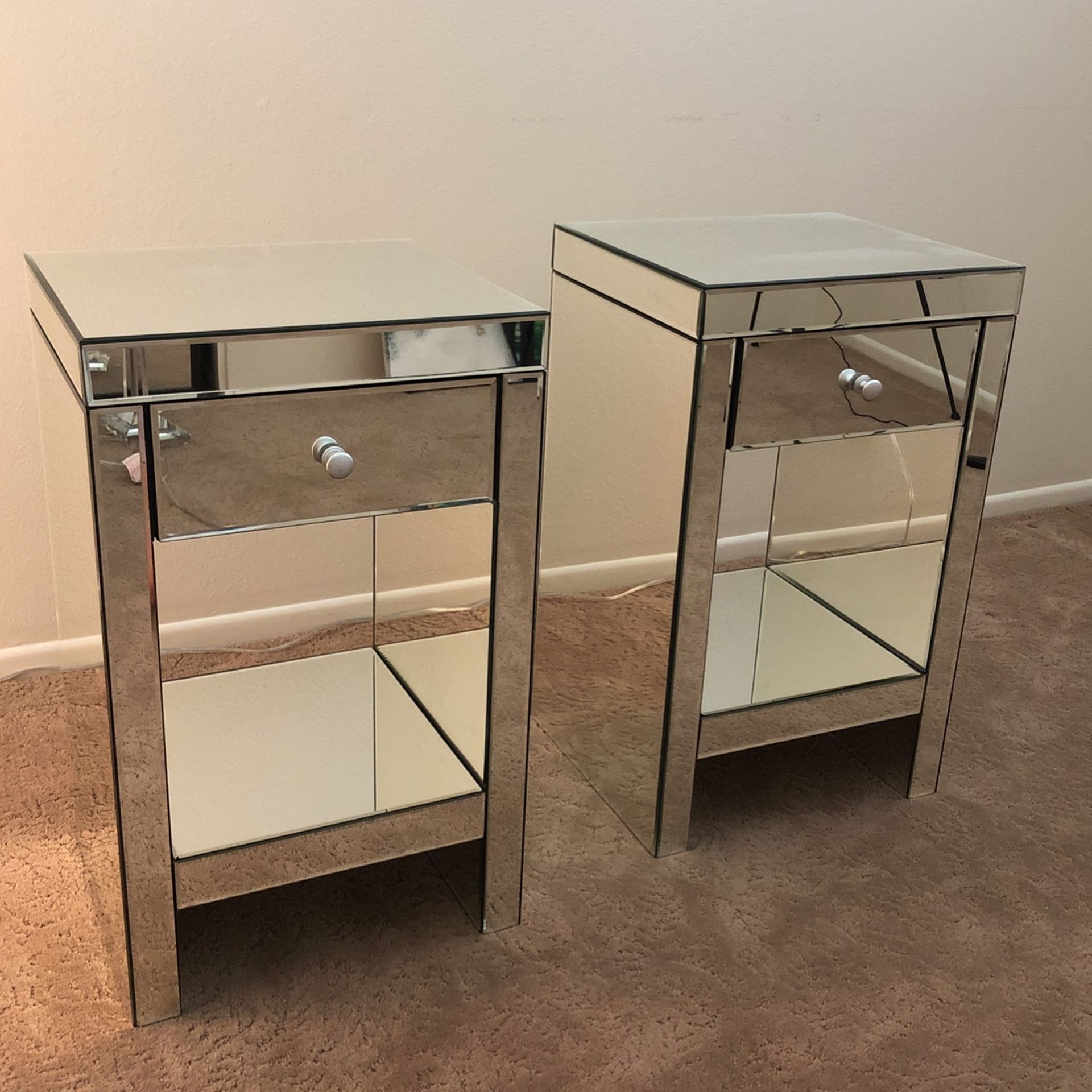 Mirrored Bed Side Or End Tables