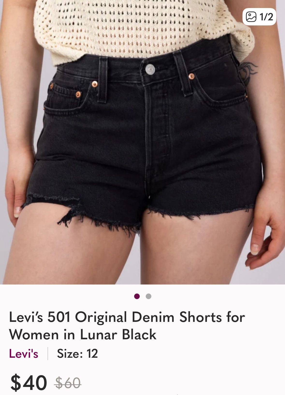 Levi’s Original Denim Shorts for Women Lunar Black 12