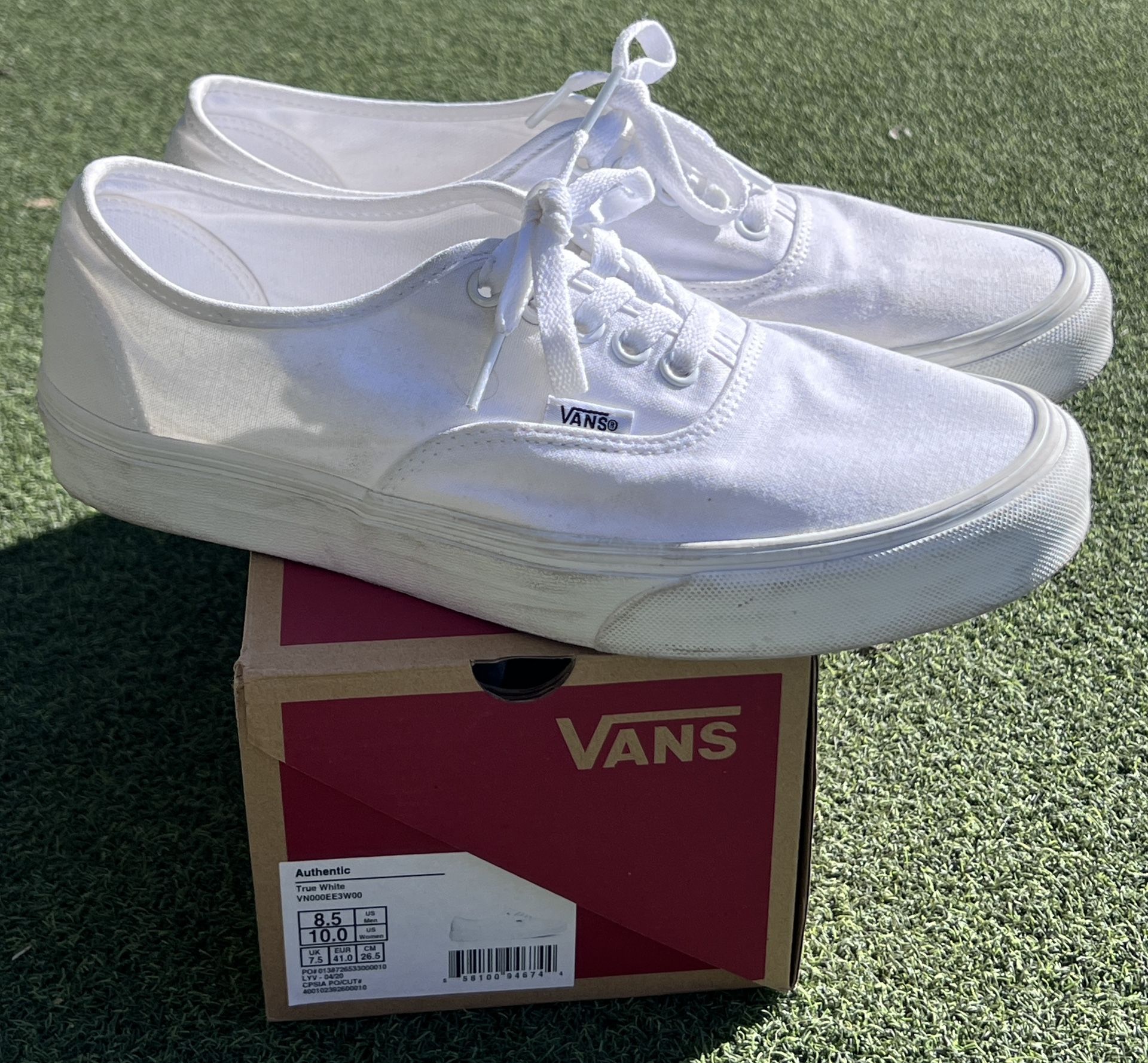 White Authentic  Vans Men’s Size 8.5 Woman Size 10