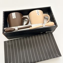 Set of 2  Japanese  Mug Coffee Tea Ceramic w/ Spoons